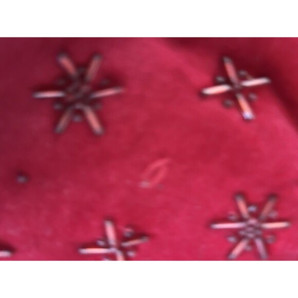 Pottery Barn Red Velvet Christmas Stocking Silk Cuff Glass Beads 19-1/2" - Picture 3 of 3